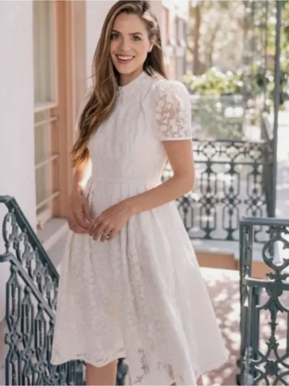 Gal Meets Glam Amelia Embroidered Fit & Flare Dress with removable collar sz 12